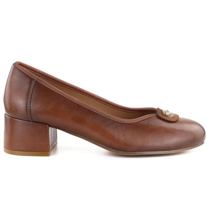 Women's pumps, brown block heels, Potocki SZ12788 To be categorized Your Sports Performance