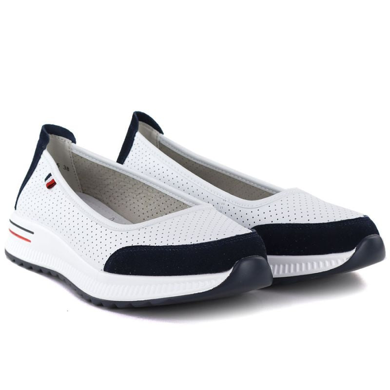 Leather ballet flats with a thick sole, openwork, white Jezzi 7815 To be categorized Your Sports Performance