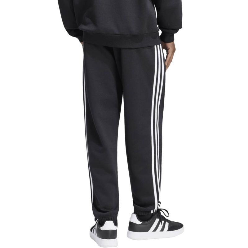 Men's adidas Essentials 3-Stripes Fleece Tapered Cuffed Pants Black KY6526