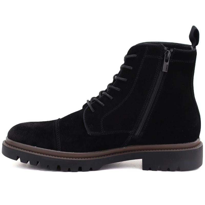 Men's leather ankle boots, unlined, suede, black, Big Star UU174221