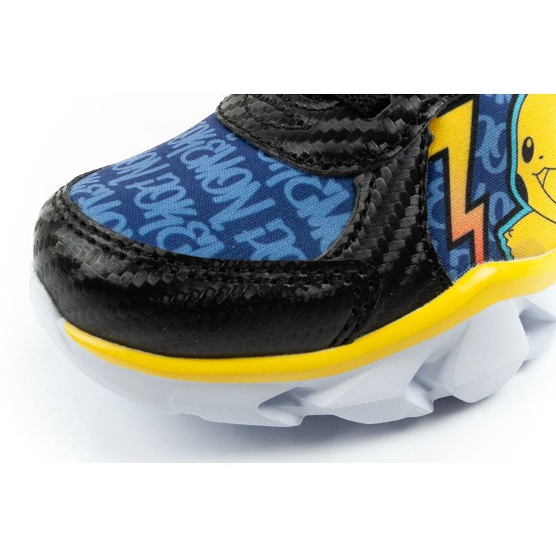 Leomil children's sports shoes Pokemon sneakers lightweight with velcro LED black yellow