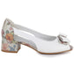 Open toe block heel pumps with bow, white Potocki 12812 Potocki