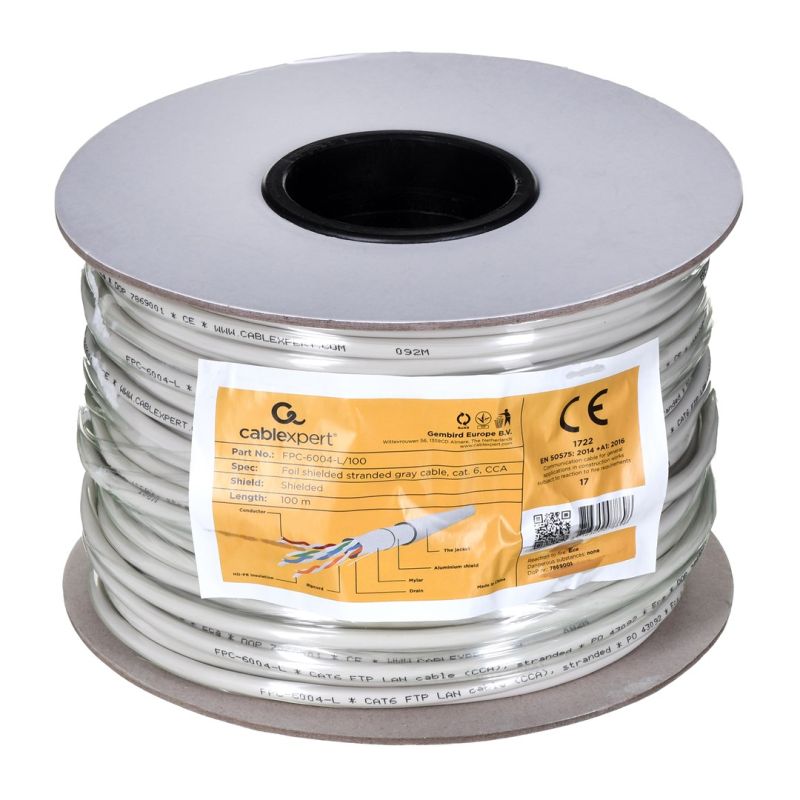 GEMBIRD FPC-6004-L/100 network cable (F/FTP; 100m; cat. 6; gray) Kable, gniazda i wtyki/Kable sieciowe Your Sports Performance