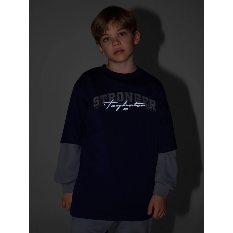 Boy's loose T-shirt with print 4F 4FJRSS26TTSHM3465-31S 4f