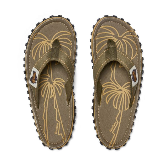 Gumbies Men's Flip-Flops ISLANDER FLIP-FLOP PALM LEAF KHAKI Gumbies