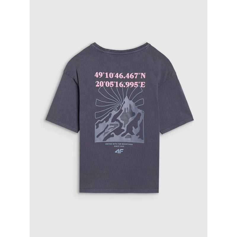 Oversized T-shirt with print for girls 4F 4FJWSS25TTSHF1853-22S *Kategoria tymczasowa Your Sports Performance