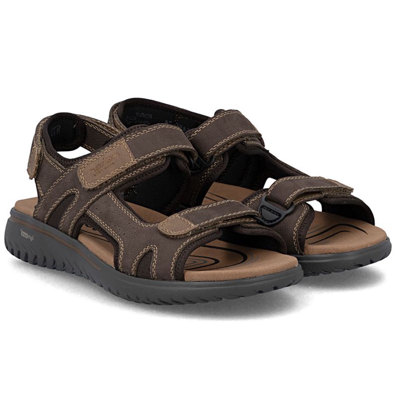 Men's brown leather sandals with Velcro Rieker 26450-26 Rieker