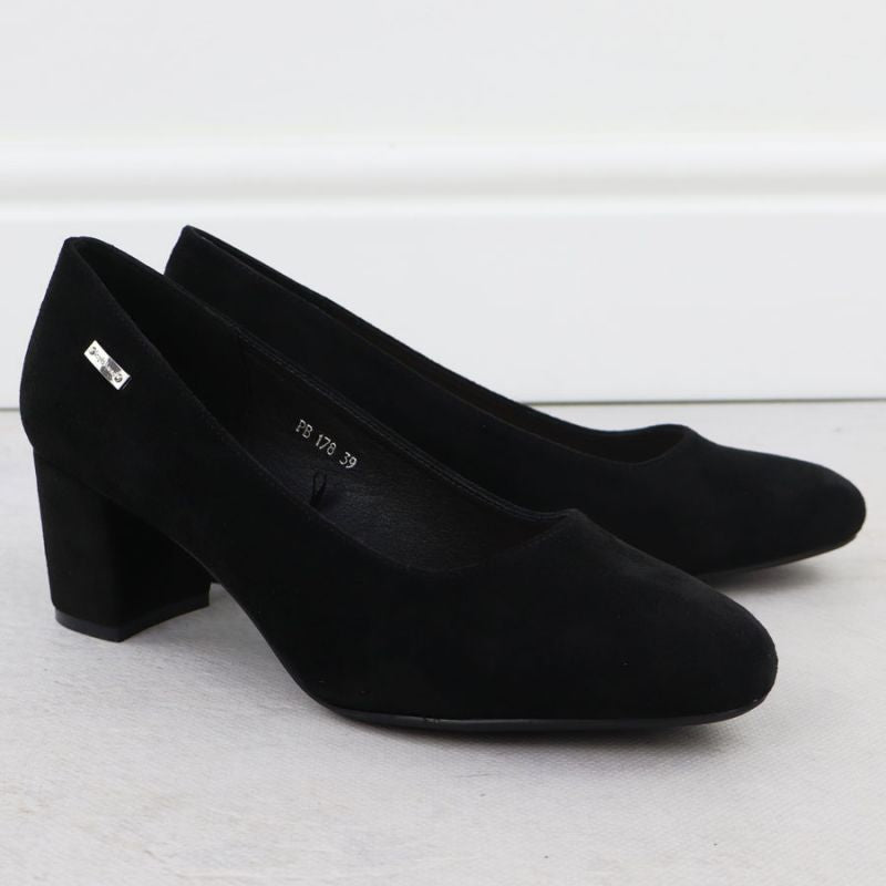 Black suede pumps with a block heel Sergio Leone PB178 Footwear Your Sports Performance