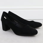 Black suede pumps with a block heel Sergio Leone PB178 Footwear Your Sports Performance