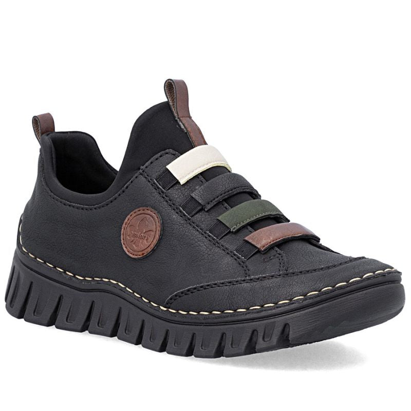 Rieker 57550-00 comfortable slip-on women's shoes in black