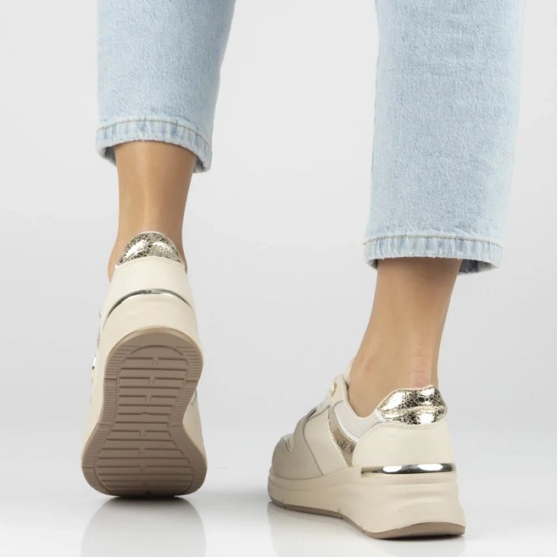 Women's leather shoes, sneakers, beige, Filippo DP7769 Filippo