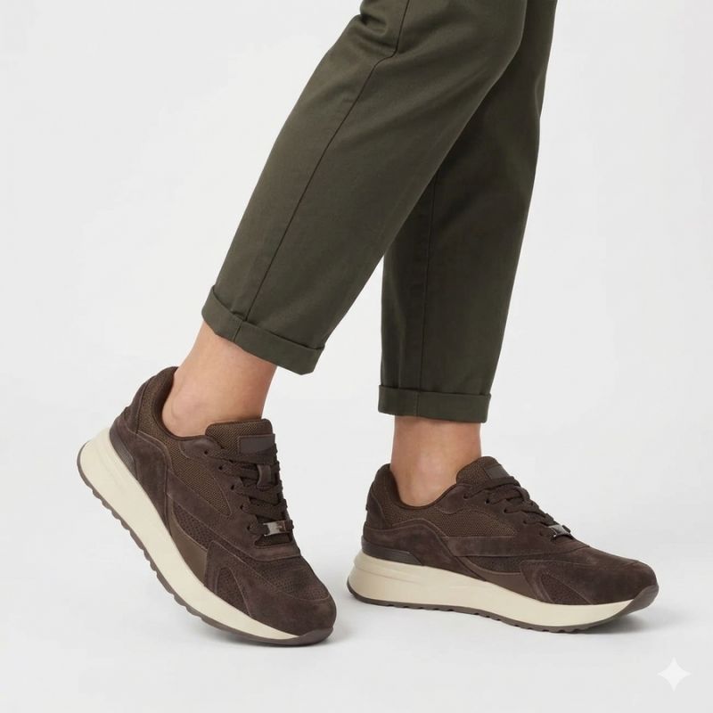 Leather sneakers suede brown shoes Filippo DP7728/26 Filippo