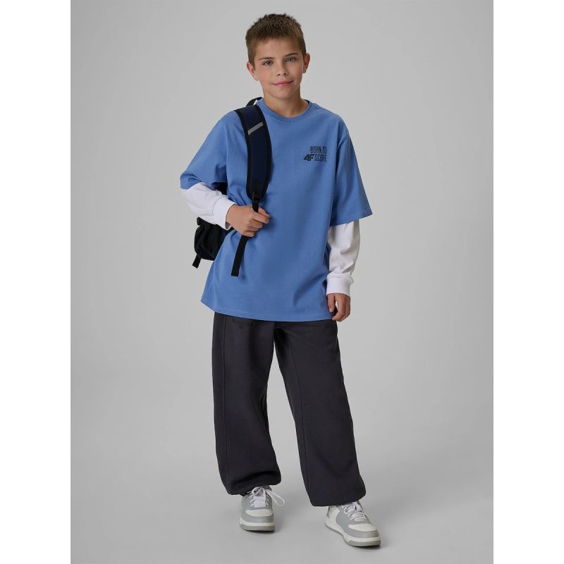 Boy's loose T-shirt with print 4F 4FJRSS26TTSHM4277-32S