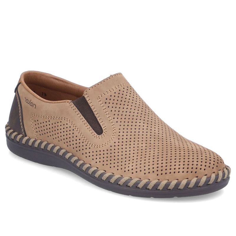 Rieker B2460-25 men's leather slip-on shoes, beige To be categorized Your Sports Performance