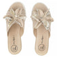 Women's leather wedge sandals with a flower, beige Filippo DK7636
