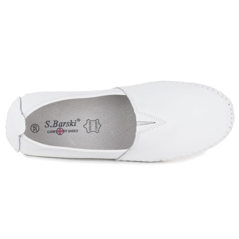 Women's leather slip-on shoes, white, S.Barski LR61-7051 To be categorized Your Sports Performance