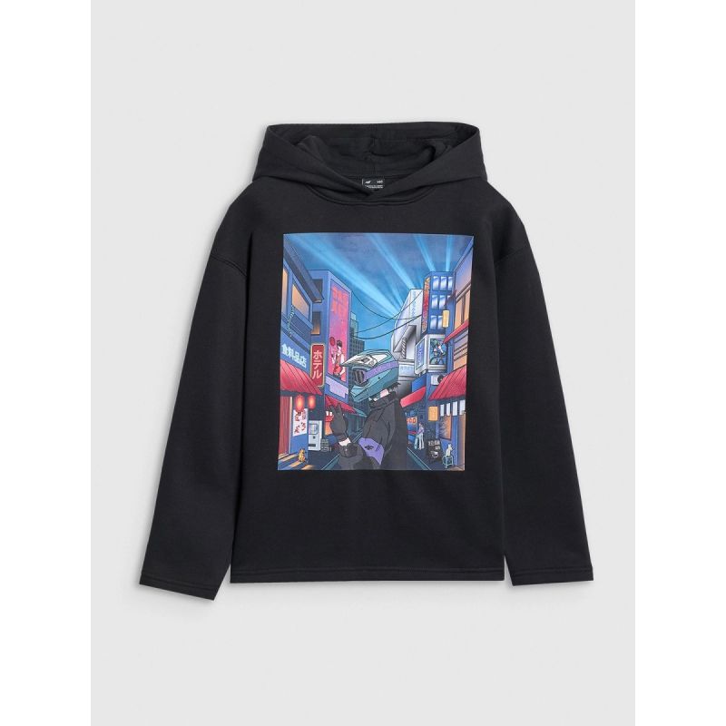 Boy's sweatshirt with hood, open, 4F 4FJRAW25TSWSM2345-20S *Kategoria tymczasowa Your Sports Performance