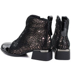 Women's leather ankle boots with heels in black and silver D&A S.Barski LZ62-2043