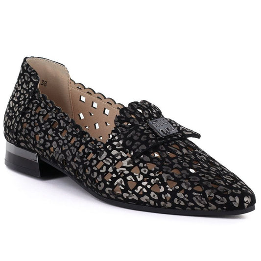 Women's leather openwork shoes, black, Cambell 35307 Cambell