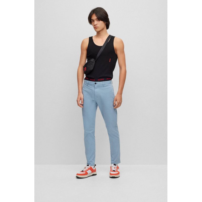 Hugo Boss men's slim-fit trousers in stretch cotton gabardine, light blue (50468314-451) In preparation Your Sports Performance