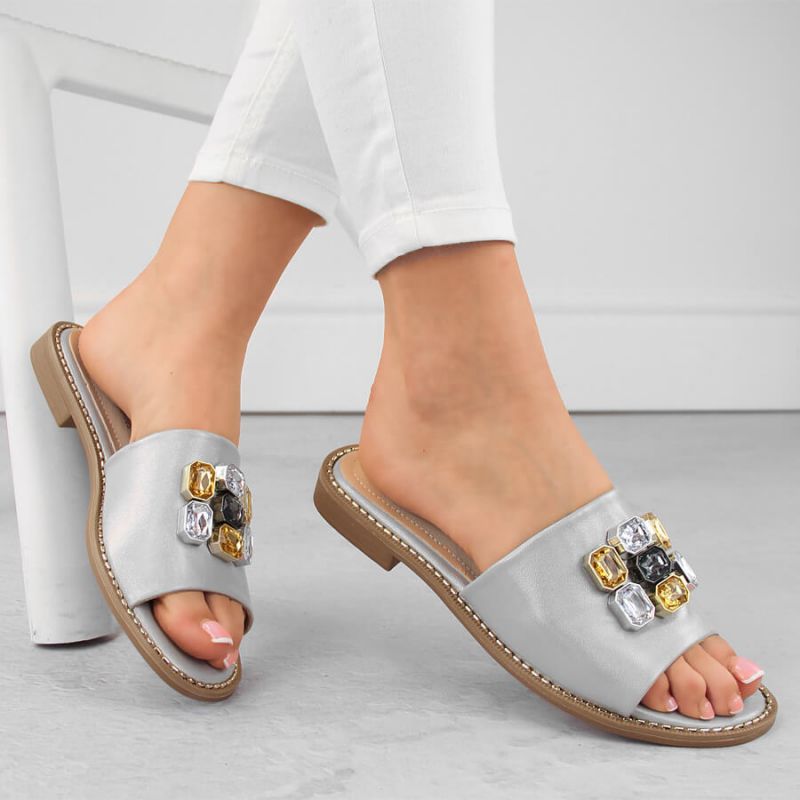 S.Barski W OLI262B silver flip-flops with zircons Footwear/Lifestyle/S.Barski Your Sports Performance