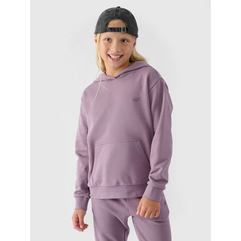 Girls' sweatshirt with hood, open, 4F Junior 4FJWMM00TSWSF1316-51S *Kategoria tymczasowa Your Sports Performance