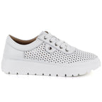 Women's leather openwork shoes, white, Vinceza 79629 Vinceza