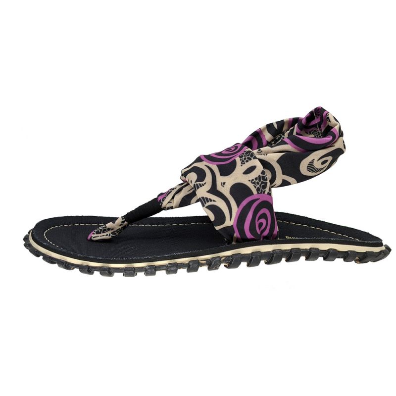Gumbies - women's Slingback flip-flops - BLACK SWIRLS