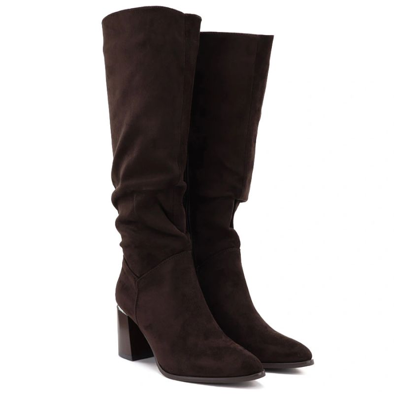 Women’s chocolate brown block-heel boots Jezzi MR2623-7