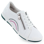 Women's leather ankle boots with zipper, white, Rieker 42424-80 To be categorized Your Sports Performance