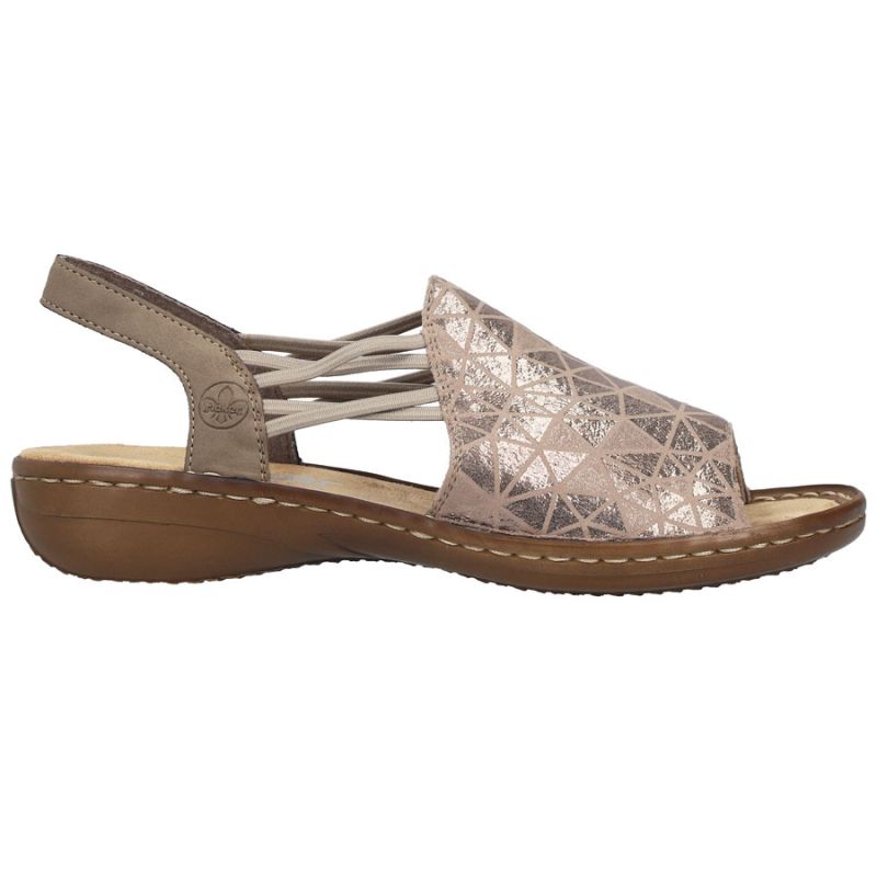 Comfortable women's slip-on sandals in beige Rieker 608D1-60 Rieker