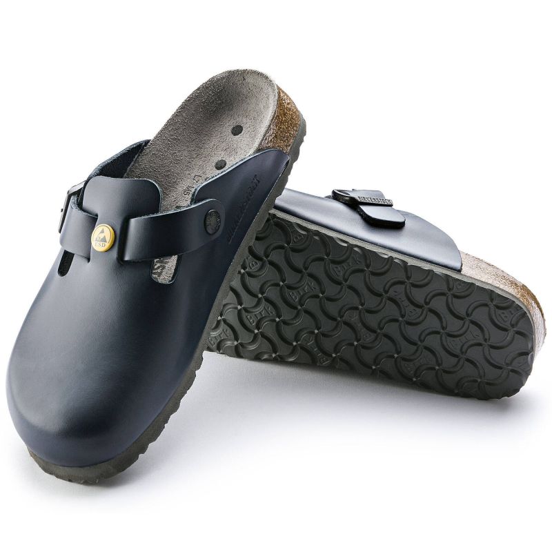 Women's Birkenstock Boston ESD Blue clogs natural leather narrow slippers (0061388) Footwear/Lifestyle/Brinkenstock/Klapki/chodaki Birkenstock
