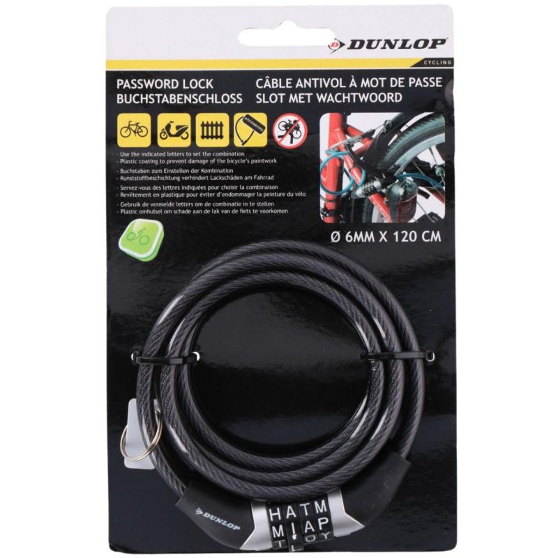 Dunlop spiral bicycle lock, code 0.6x120 cm 1042695 Accessories/Bicycle/Akcesoria rowerowe Your Sports Performance