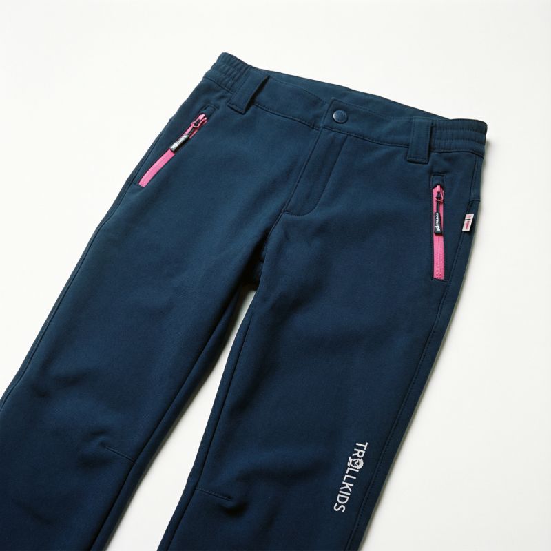 Trollkids Kids Fjell Softshell Pant for girls/boys, navy blue (117-114) Trollkids