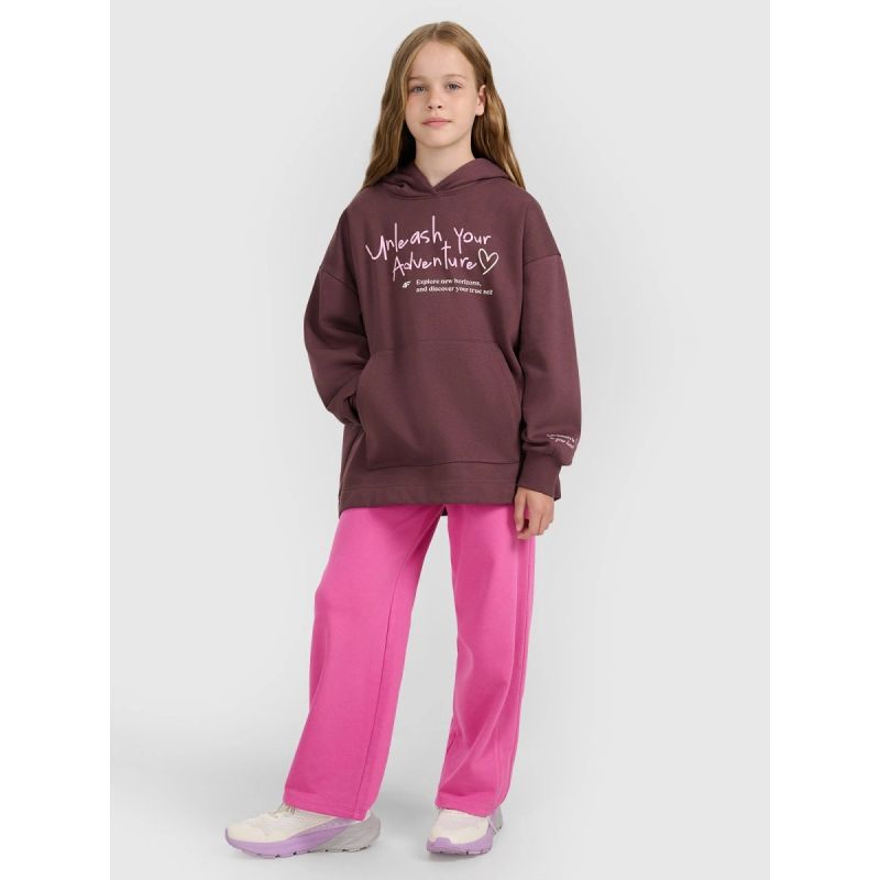 Oversized sweatshirt with hood, unzipped, for girls, 4F 4FJRAW25TSWSF2429-51S 4f