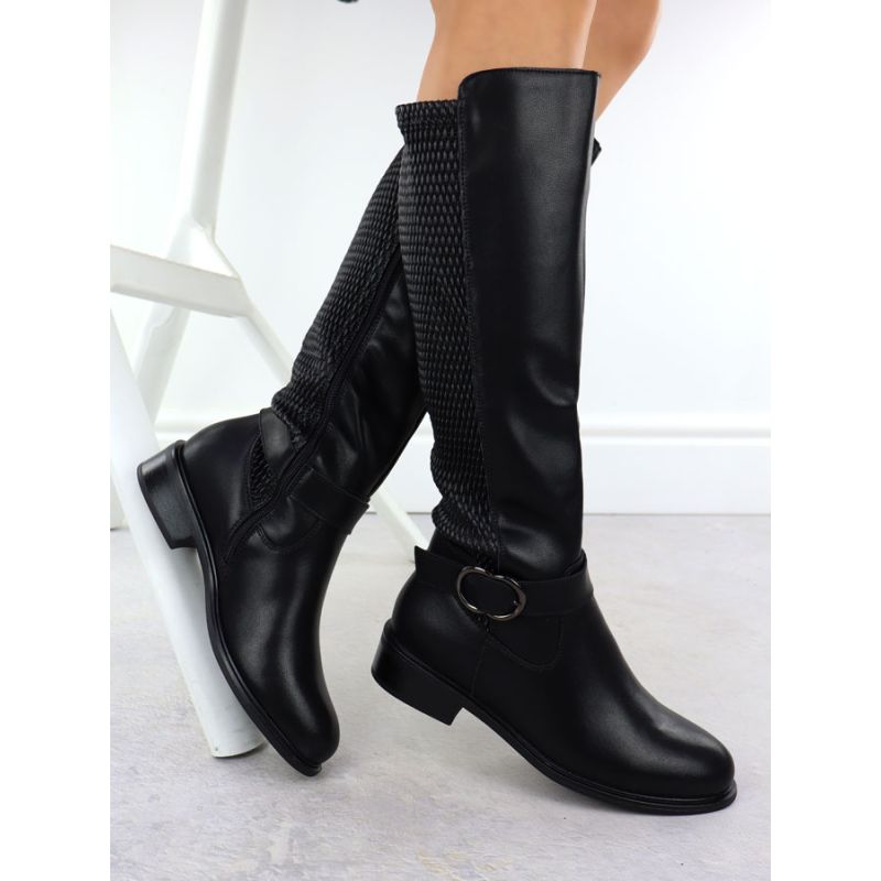 Women's boots with a decorative strap on the block, black Filippo 7437 Footwear Your Sports Performance