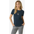 Women's SUPER.NATURAL W Wood Craftine Tee T-Shirt navy blue
