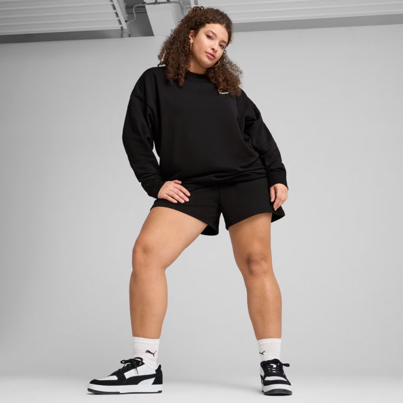 Puma Women's ESS Small No. 11 Logo Relaxed Crew Sweatshirt Black 684975 01