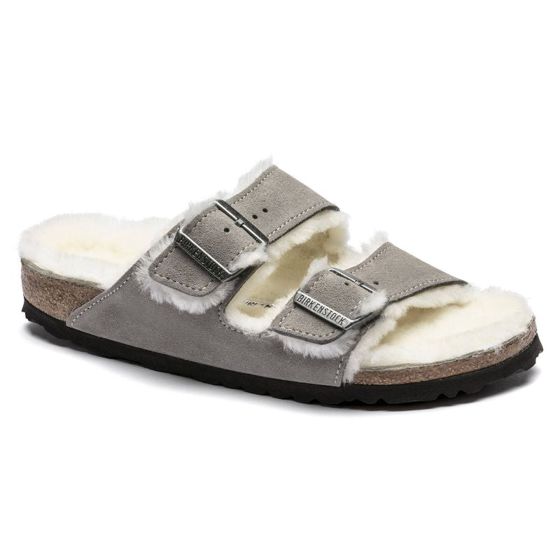 Birkenstock Arizona Shearling Stone Coin Women's/Men's Insulated Flip-Flops Suede with Lambswool Regular Wide (1017402) Footwear/Lifestyle/Birkenstock/Klapki/chodaki Birkenstock