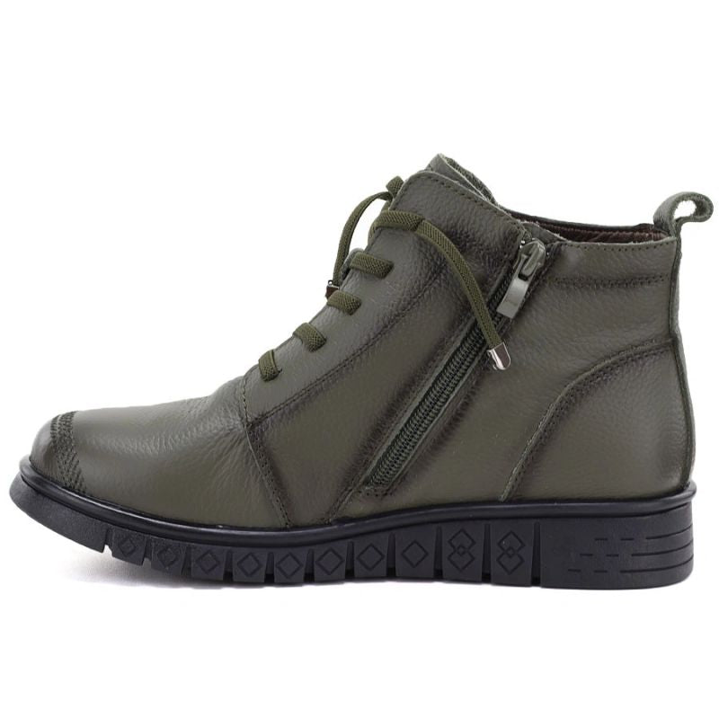 Comfortable Khaki Leather Ankle Boots for Women T.Sokolski OL67-1