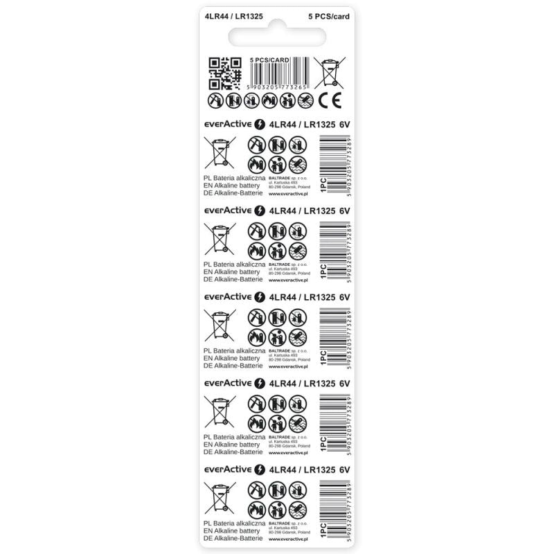 EVERACTIVE ALKALINE BATTERIES 4LR44/LR1325/544A BLISTER 5 PIECES 4LR44BL5 Baterie, akumulatorki i ładowarki/Baterie Your Sports Performance