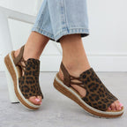 Women's beige leopard print platform sandals Rieker 62741-90 Footwear Your Sports Performance