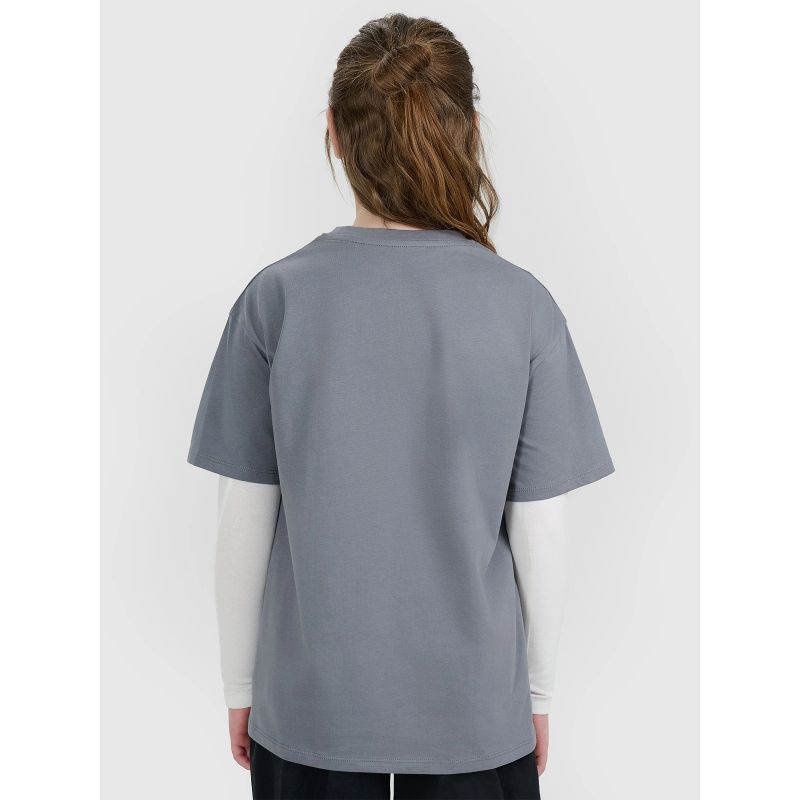 Oversized T-shirt with print for girls 4F 4FJWAW25TTSHF2387-23S 4f