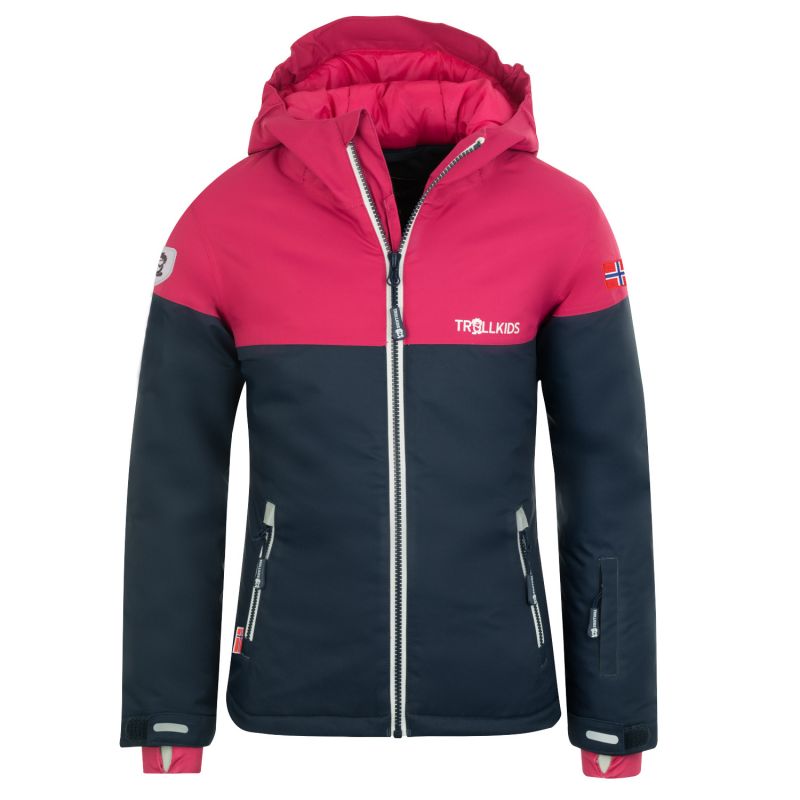 Trollkids Girls Hallingdal Jacket with Hood, Navy/Pink (223-114) In preparation Your Sports Performance