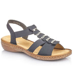 Comfortable women's slip-on sandals with elastic straps Rieker 62850-14 Rieker