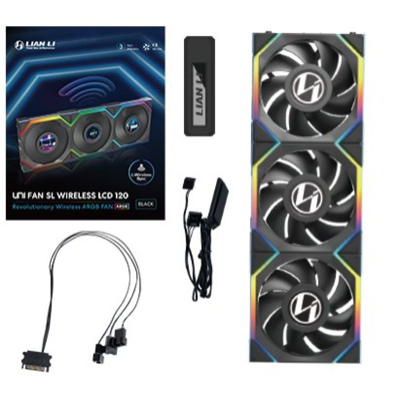 Lian Li UNI FAN SL Wireless LCD 120 Computer Case Fan 12 cm Black 3 pcs. Chłodzenie/Chłodzenie - wentylatory Your Sports Performance