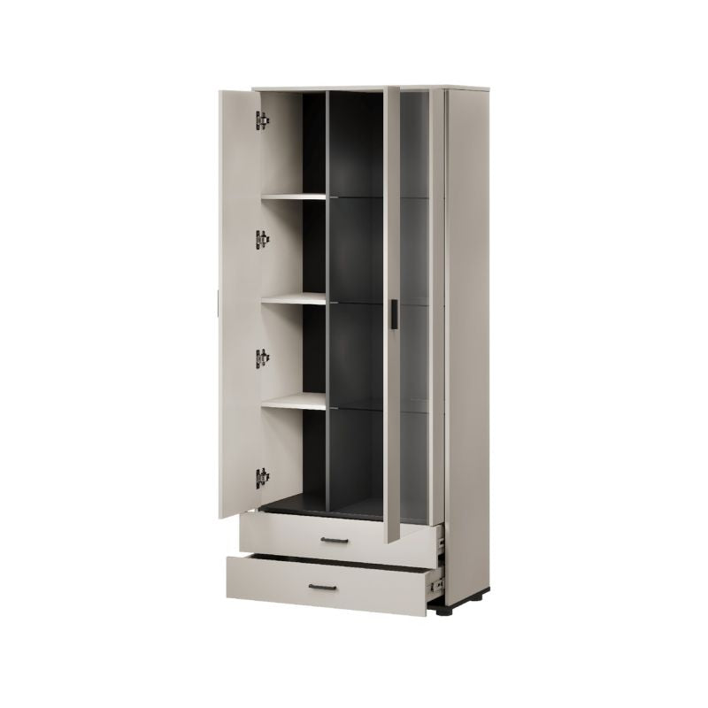 Display cabinet S6 SOHO 80x41x192 cashmere+black Bufety i witryny/Bufety i witryny na drewnianej podstawie Your Sports Performance