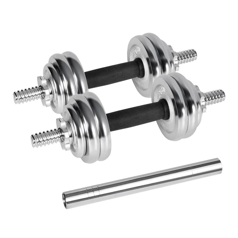 REBEL ACTIVE ADJUSTABLE CHROME DUMBBELLS IN CASE WITH BAR, 15 KG SET To be categorized Your Sports Performance