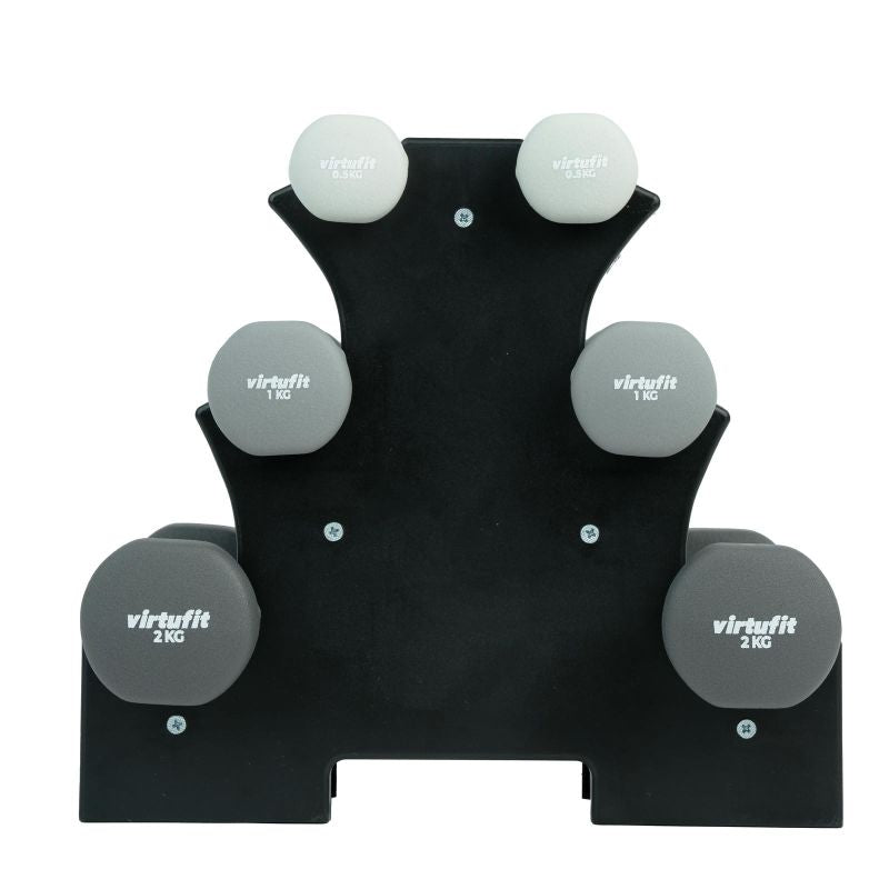 VIRTUFIT NEOPRENE DUMBBELL SET - BAR BELL SET - WITH HANDLE In preparation Your Sports Performance