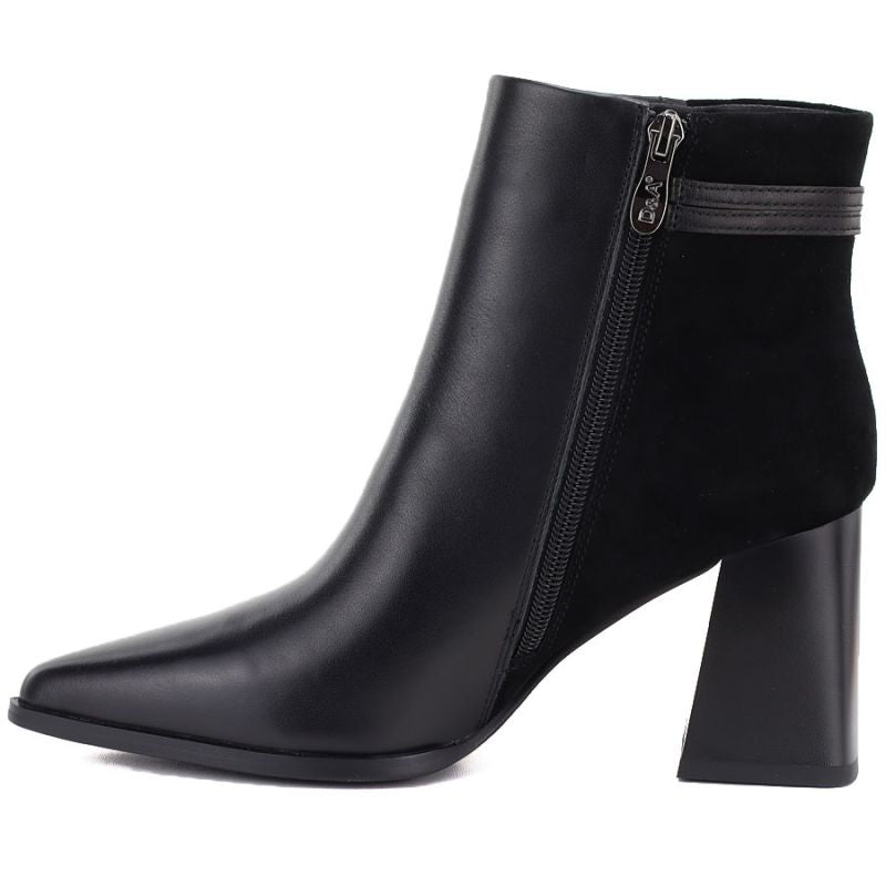Women's black leather high-heeled ankle boots D&A S.Barski CR62-3477
